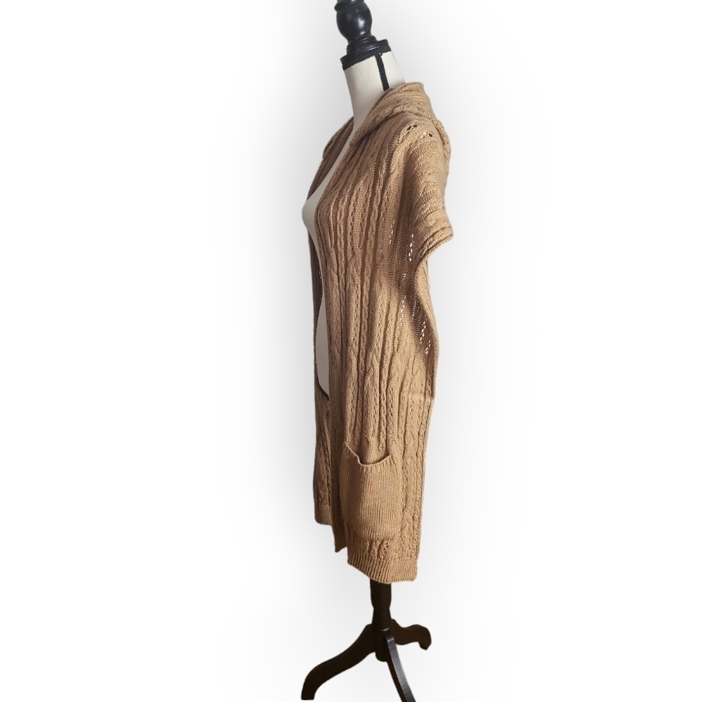Just Jamie Hooded Cable Knit Duster Cardigan One Size NWT - Picture 4 of 7
